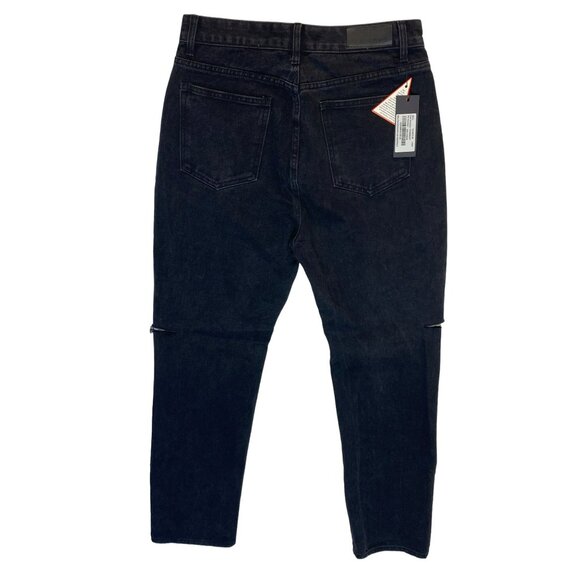 Nasty Gal Jeans NWT! Strike a Pose Distressed High Rise Mom US Size 10 Black - Picture 12 of 12